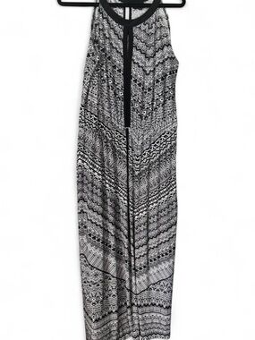Enfocus Studio Black and White Geometric Halter Maxi Skirt